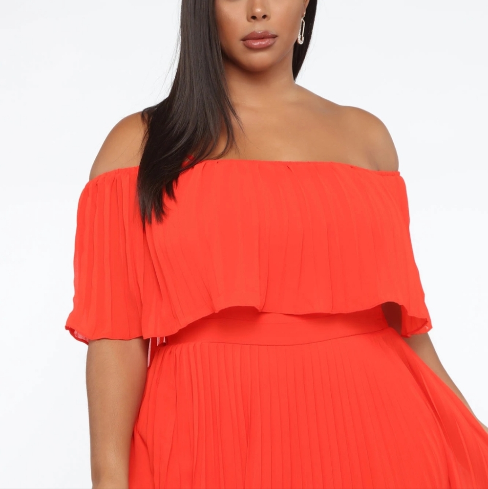 Off-Shoulder Pleated Women’s Dress